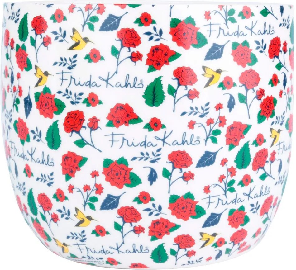 Cachepot Vaso Decorativo de Cerâmica Frida Kahlo Flores