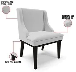 Kit 8 Cadeiras Estofadas para Sala de Jantar Base Fixa de Madeira Pret