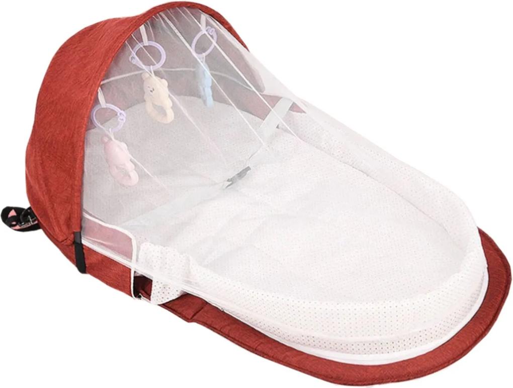 Berço Cama portátil Mommy Bag com brinquedos e mosquiteiro para bebê dormir dobrável Vermelho