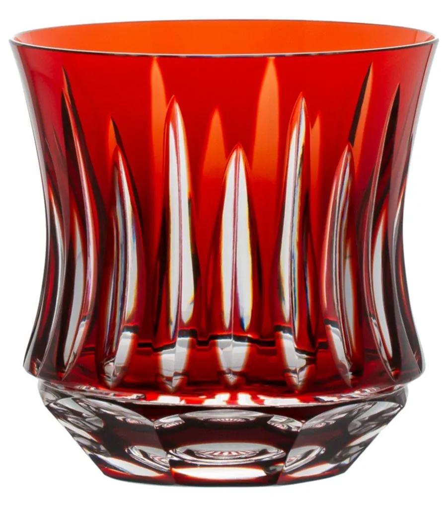 Copo de Cristal Lapidado Artesanal p/ Whisky - Vermelho - 66  Vermelho - 66