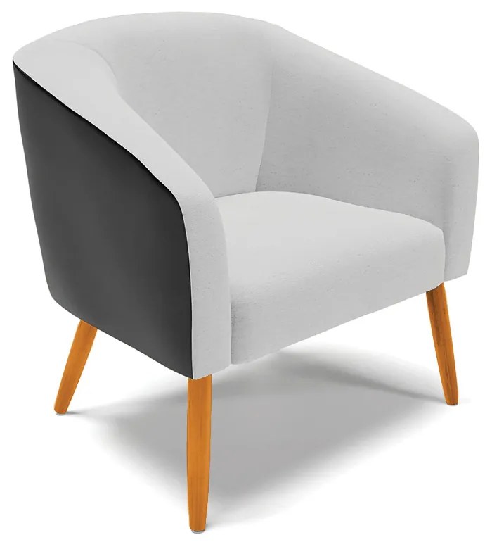 Poltrona Decorativa Pé Palito Castanho Stella Preto/Linho Cinza D03 - D'Rossi