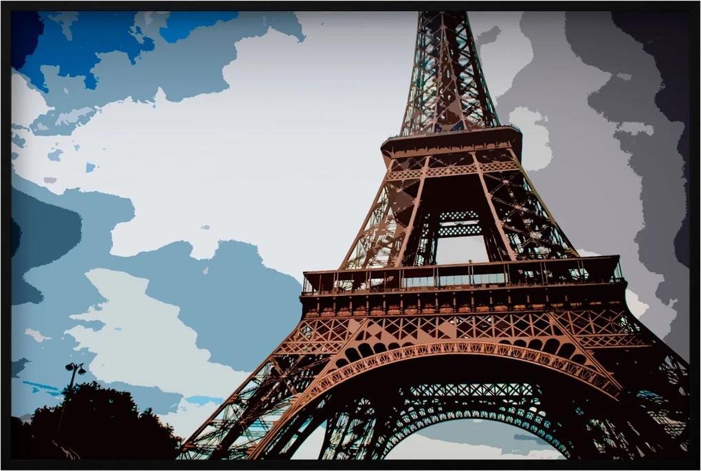 Quadro Decorativo Vista Inferior Torre Eiffel ícone Mundial Da França 140x100cm