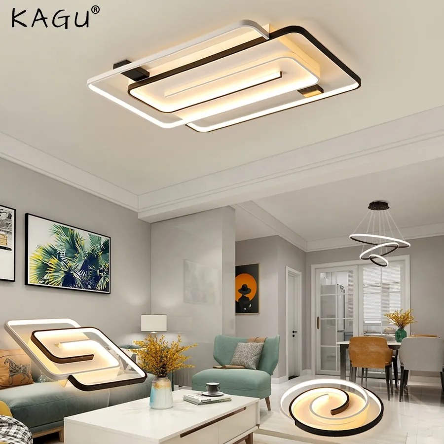 Plafon Sala de estar rroom lâmpada do teto novo simples e moderno casa lustre quarto lâmpadas atmosférica - 52cm Round gold - Escurecimento remoto