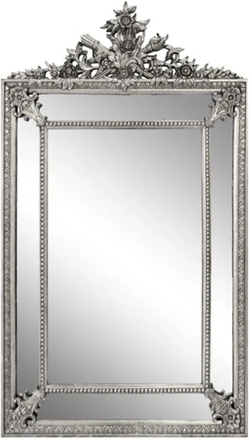 Espelho Retangular com Moldura Prata Decorativo Grande - 146X90cm