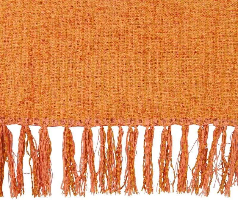 Xale de Sofá Artesanal Tear em Chenille 1,80x1,20m - Laranja