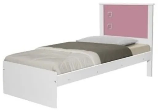 Cama Barcelona Solteiro Branco com Rosa - Tebarrot Móveis