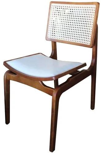 Cadeira Vênus Tela Sextavada Assento Branco com Estrutura cor Nogueira - 53155 Sun House