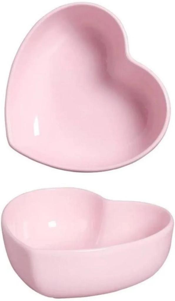 Bowl Coração em Cerâmica 8x7cm Rosa – Silveira