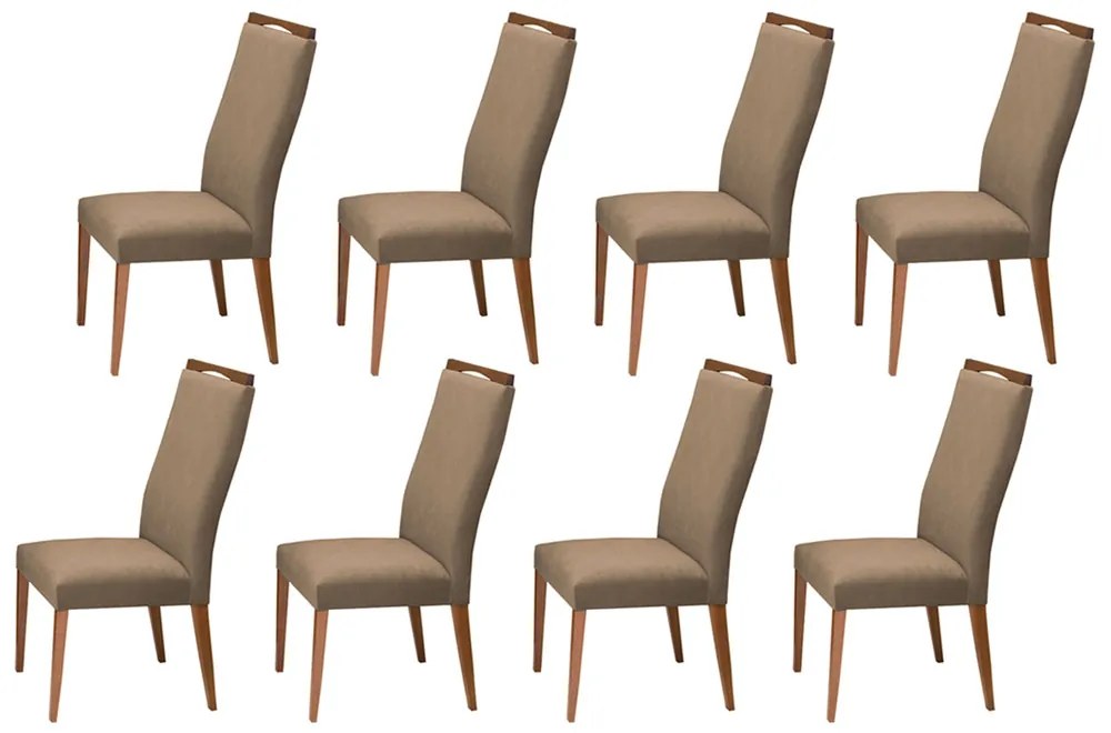 Conjunto 8 Cadeira Decorativa Lívia Aveludado Nude