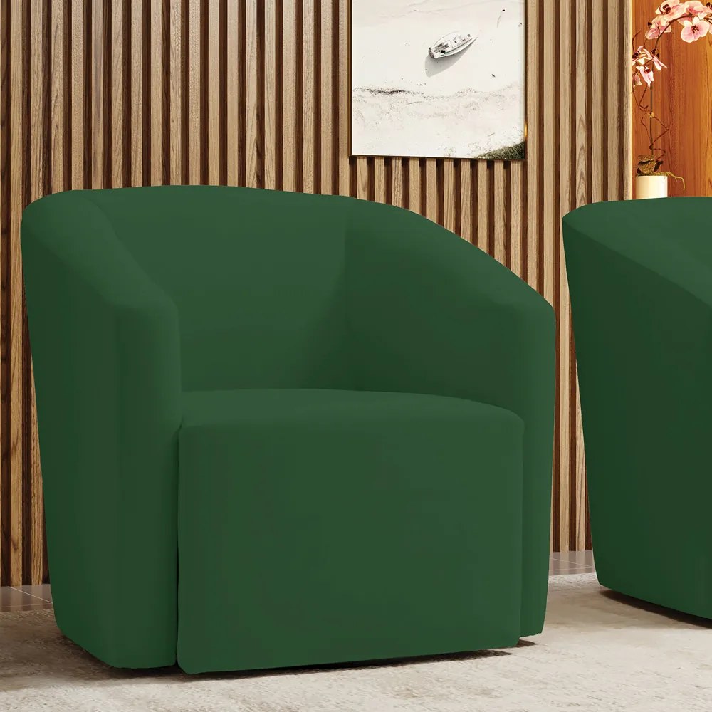 Poltrona Decorativa Base Giratória Stella Max Veludo D03 - D'Rossi - Verde