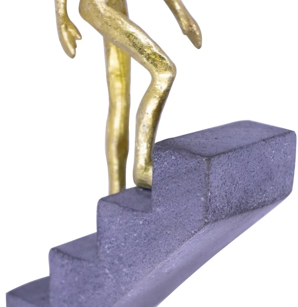 Escultura Decorativa Homem Escada em Poliresina Dourado 16 cm F04 - D'Rossi