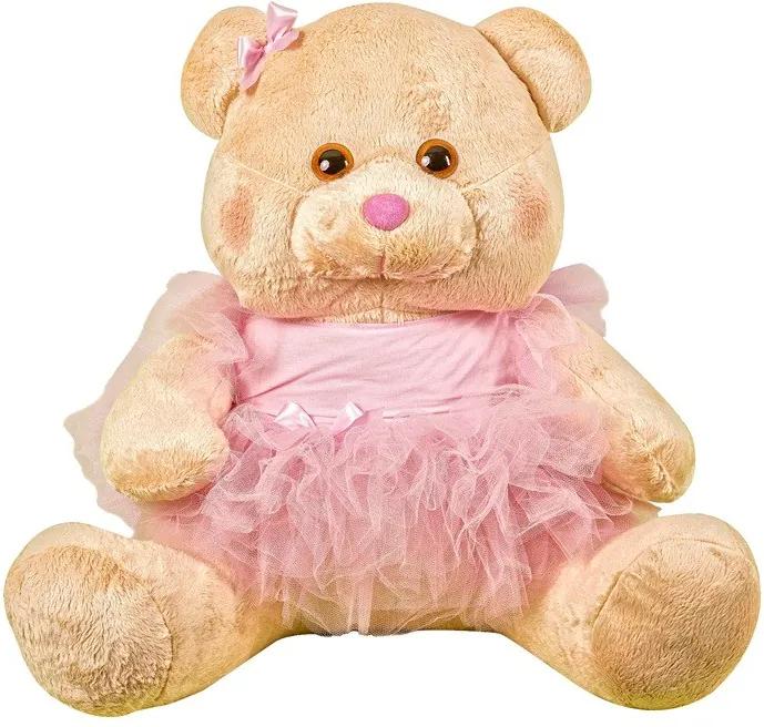 Ursa Soft Pequena Bailarina Vestido Rosa Tule Laço