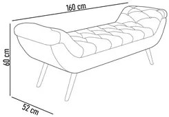 Puff Recamier Calçadeira 160cm Pés Palito Madeira Venêto P02 Sintético