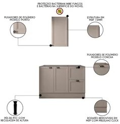 Armário de Cozinha Modulado 2 Peças Sem Tampo CJ13 Duna P09 Fumê - Mpo