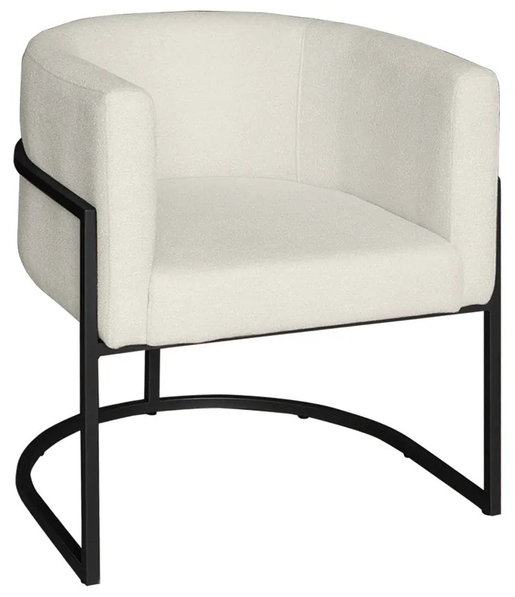 Poltrona Base Industrial Preto para Sala Lety Blouclê Off White