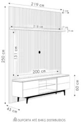 Painel Para TV 75 Pol Ripado e Rack Bancada Imperial L06 Tauari/Off Wh