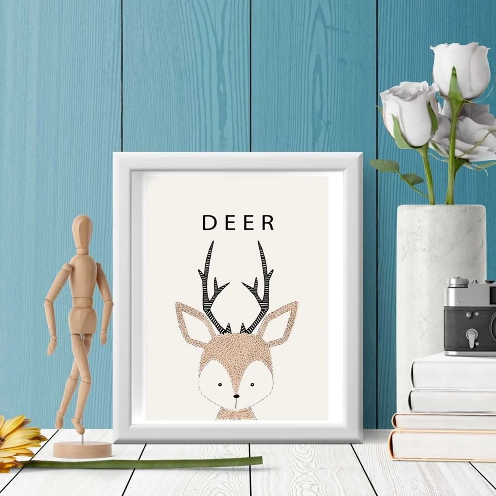 Quadro Decorativo Infantil Babe Deer Branco - 20x30cm