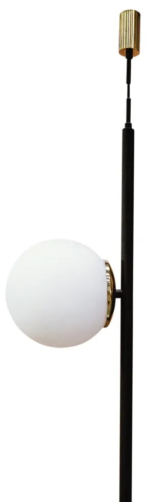 Pendente Organic Vertical Ø45X150Cm Alumínio E Globo Ø12Cm / Ø20Cm 1Xg... (BT / DR-P - Branco Texturizado / Dourado Brilho Polido Verniz)