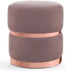 Puff Decorativo Com Cinto e Aro Rosê Round B-305 Veludo Rosê - Domi