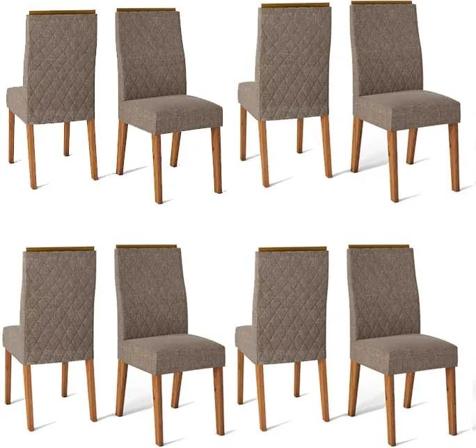 Conjunto 8 Cadeiras Cássia Rústico Terrara Tecido Linho Bronze