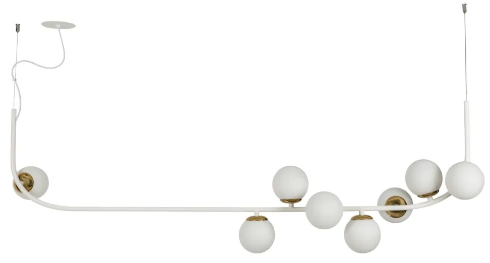 Pendente Astral 45X159X30Cm 8Xg9 Globo Ø12Cm - Usina 16941/8 (CB_M - Cobre Metálico / CB-PV - Cobre Brilho Polido Verniz, TRANSPARENTE)