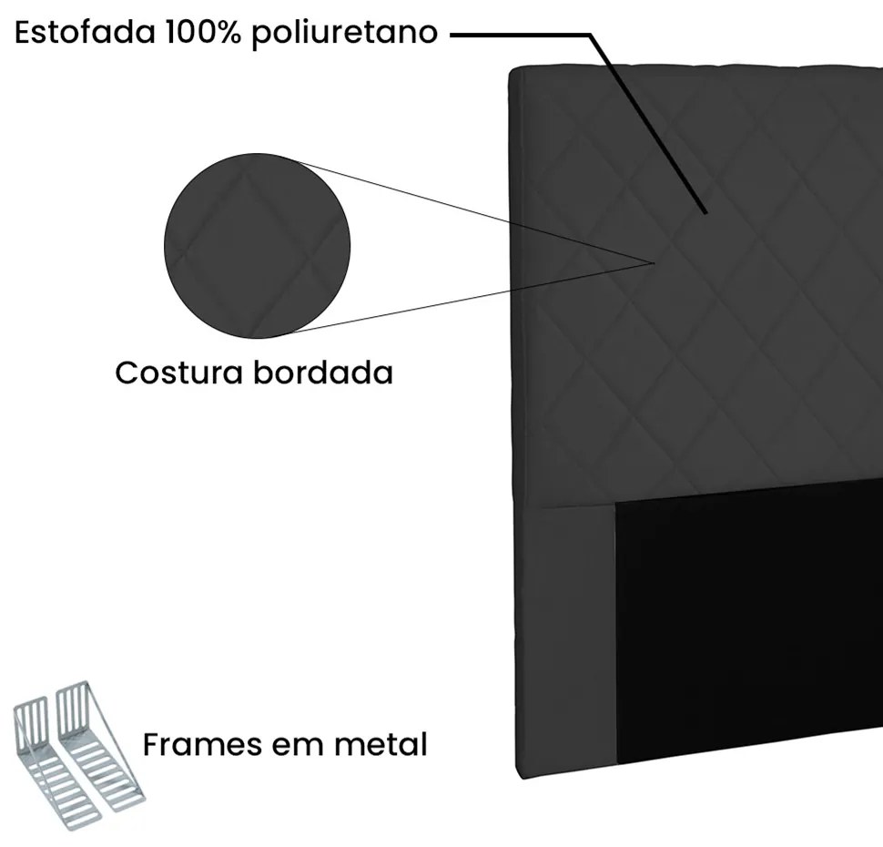 Cabeceira Dubai Para Cama Box Solteiro 90 cm Suede Preto - D'Rossi