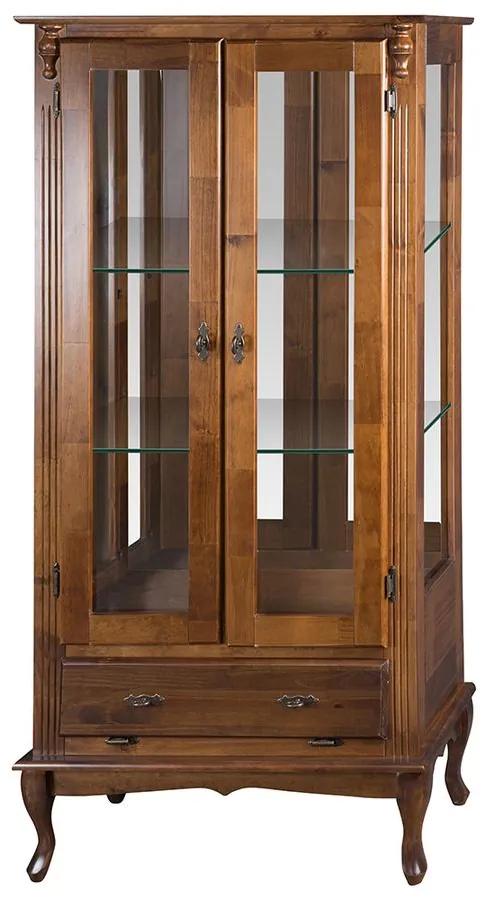 Vitrine 2 Portas com espelho e Prateleiras de vidro Pés Luis XV- Wood Prime MY 11483