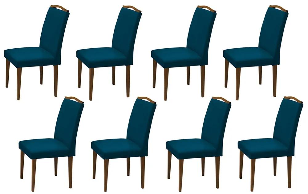 Conjunto 8 Cadeiras Decorativa Lorena Veludo Azul Marinho