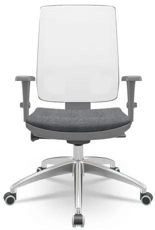 Cadeira Brizza Diretor Grafite Tela Branca com Assento Concept Granito Base Autocompensador Aluminio - 65782 Sun House