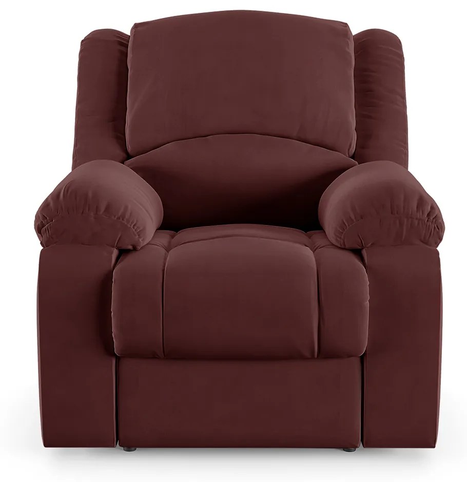 Poltrona do Papai Reclinável Sala de Cinema Madrid Power Touch Massagem USB Veludo Vinho  G23