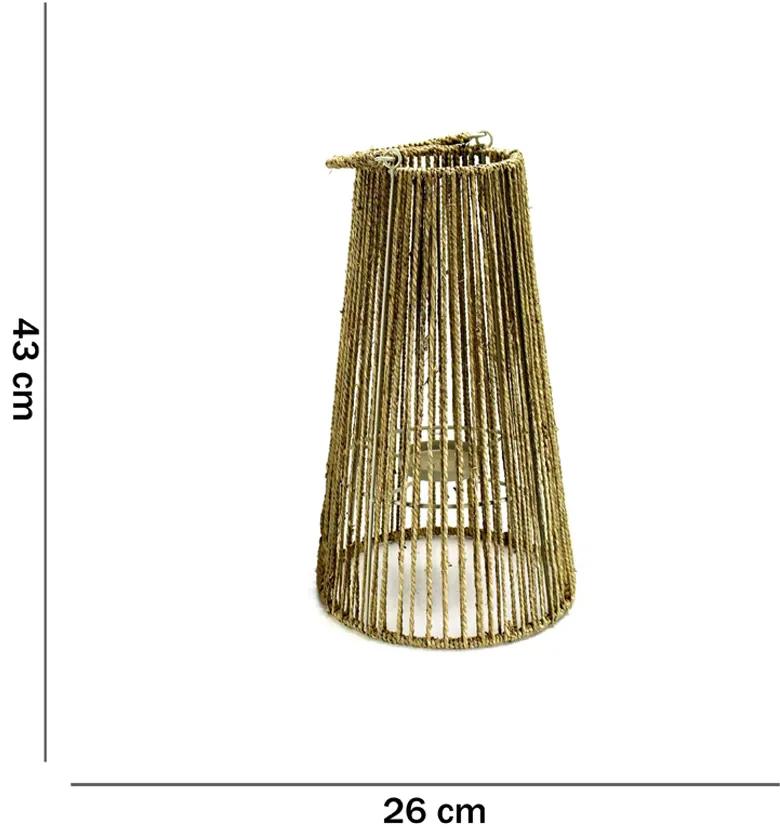Lanterna Decorativa em Fibra Natural para Jardins Bege 43 cm M02 - D'Rossi