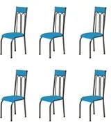 Kit 6 Cadeiras Anatômicas 0.120 Estofada Craqueado/Azul - Marcheli