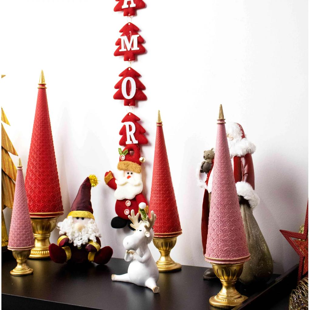 Árvore Decorativa de Natal em Resina Rosa e Dourado 34X8 cm - D'Rossi