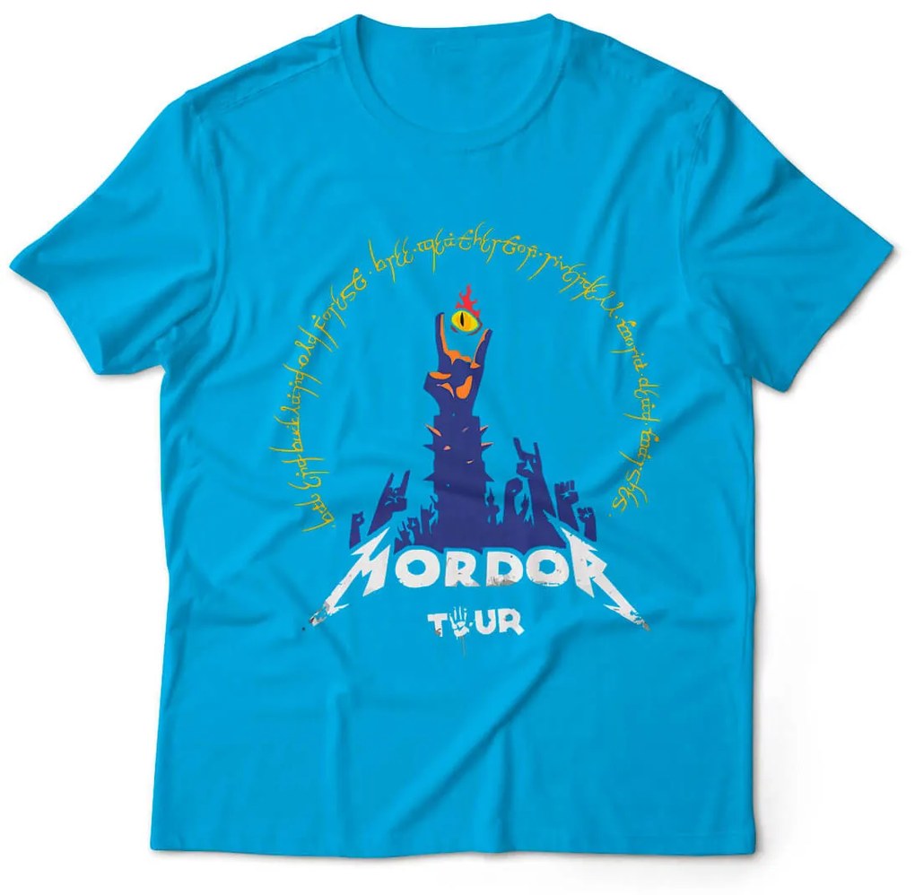 Camiseta Unissex Mordor Tour O Senhor dos Anéis Geek Nerd - Azul Turqueza - G