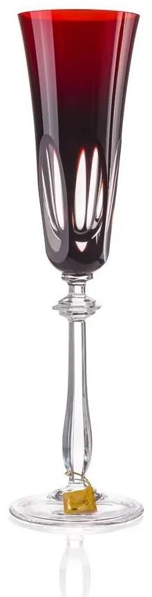 Taça de Cristal Lapidada Vermelha Figaro 24% PbO - p/ Champagne - vermelho  Vermelho
