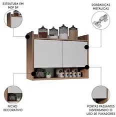 Armário de Cozinha Aéreo 71cm 2 Portas 1 Nicho Ceci M24 Freijó/Branco