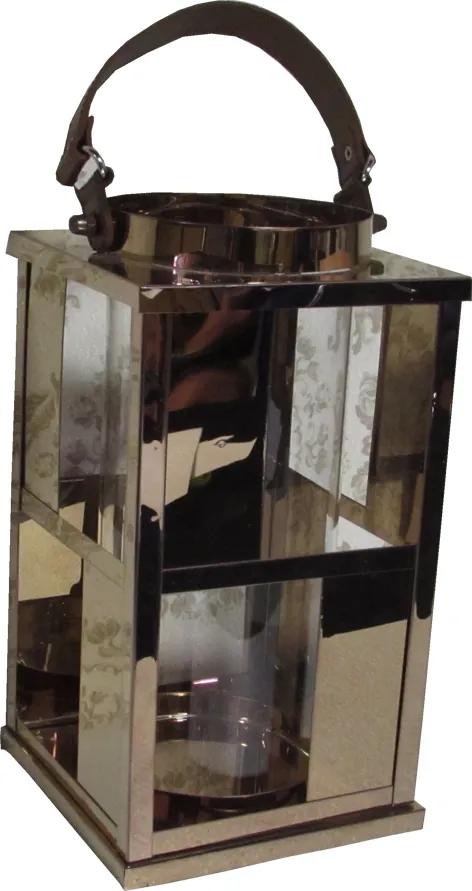 Lanterna Decorativa em Vidro e Alumínio 29 cm x 16 cm