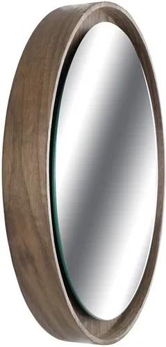 Espelho Redondo Shape Nogueira Revestido em Lâmina de Madeira 40cm