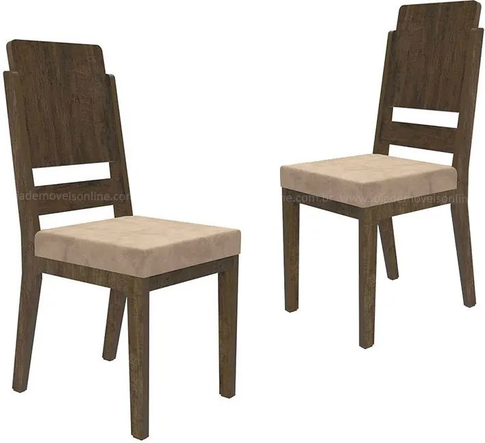 Cadeira Para Sala De Jantar Esmeralda Rv Móveis (2 Unidades) - Imbuia/bege