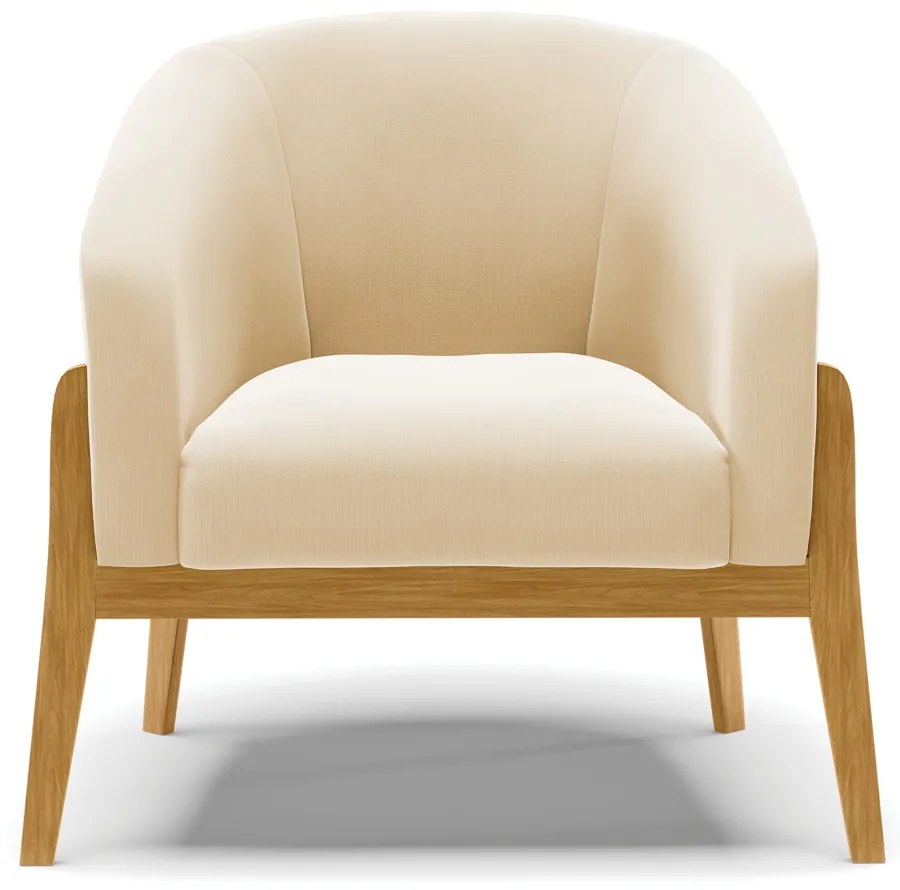 Poltrona Decorativa Base de Madeira kit 2 Stella Suede D03 - D'Rossi - Bege