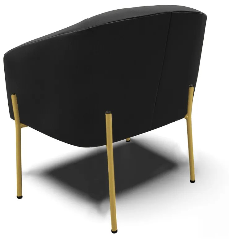 Poltrona Decorativa Pé de Ferro Dourado Kit 2 Stella Suede Preto D03 - D'Rossi