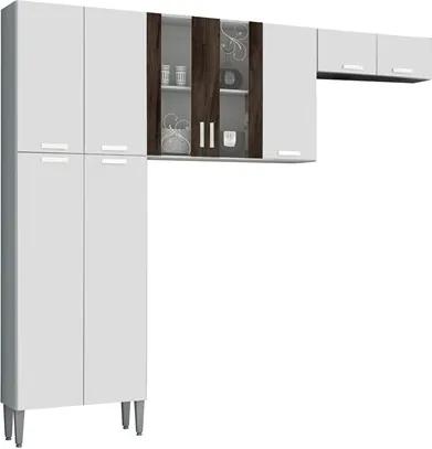 Cozinha Compacta 9 Portas Alfa Top Branco/White/Petróleo - Kit's Paraná