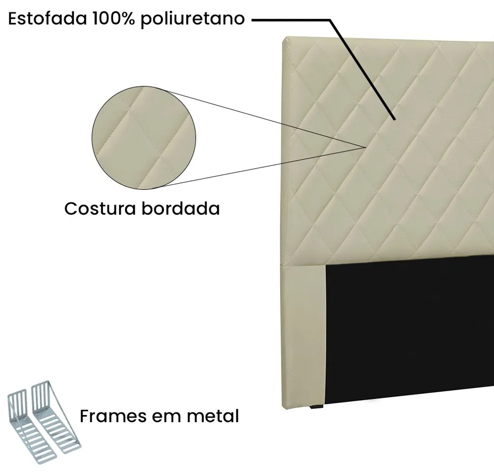 Cabeceira Dubai Para Cama Box Solteiro 90 cm Corino Bege - D'Rossi