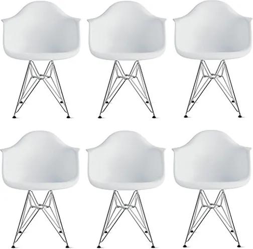 Conjunto 6 Cadeiras Eiffel Eames DAR Branca