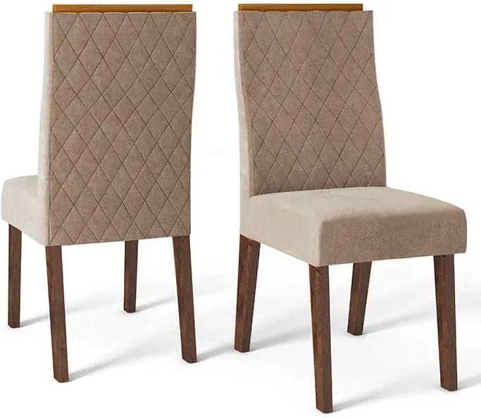 Conjunto 2 Cadeiras Cássia Rústico Malbec Tecido Veludo Kraft