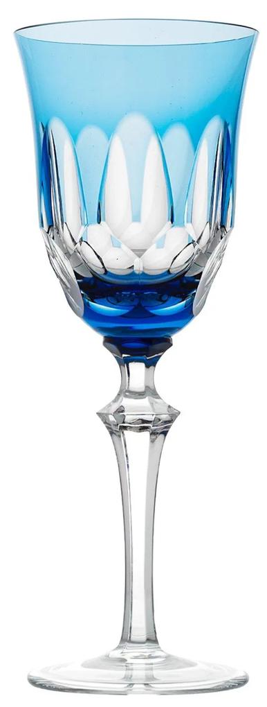 Taça de Cristal Lapidado Artesanal p/ Água - Azul Claro - 55  Azul Claro - 55