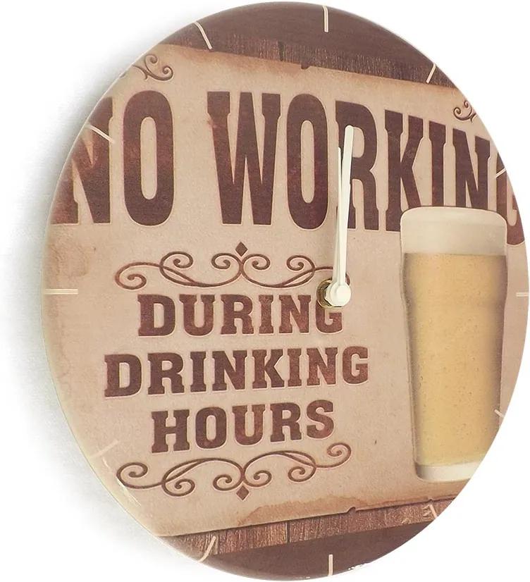 Relógio de Parede No Working During Drinking Hours em Madeira MDF