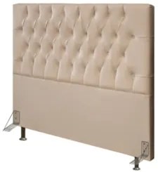 Cabeceira Cama Box Casal King 195cm Diamante Veludo Bege Z51 - Mpozena