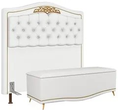 Cabeceira Cama Box Casal Queen 160cm Com Calçadeira Baú Imperial J02 S