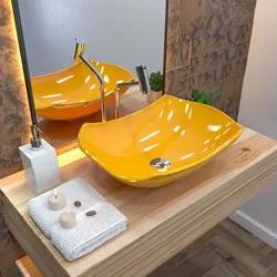 Cuba Pia de Apoio para Banheiro Abaulada Luxo 42 C08 Amarelo - Mpozena
